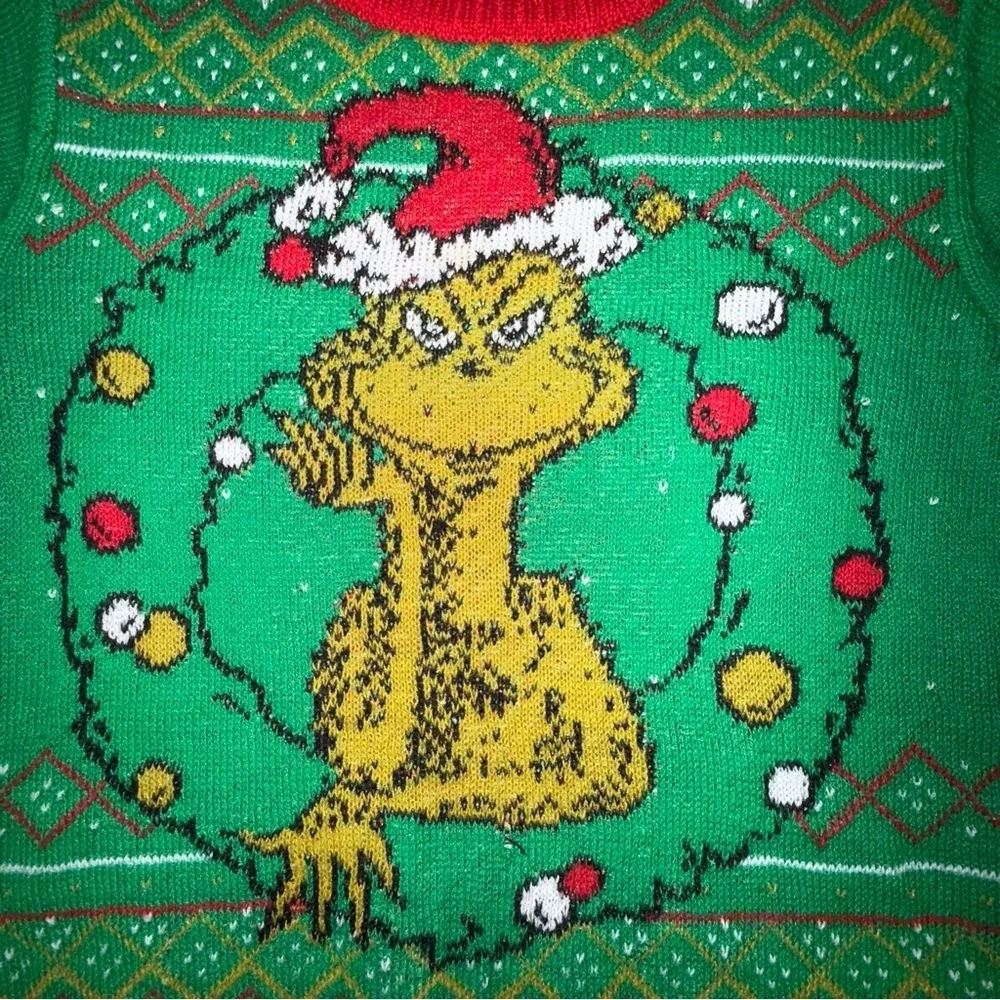 Grinch Christmas knitted ugly Sweater size 6.